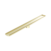 Tile Insert V Channel 1200mm Floor Grate 89mm Outlet With Hole Saw Brushed Gold gallery detail image