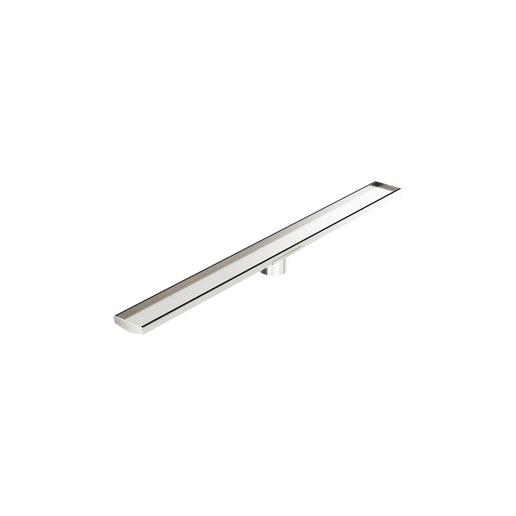 Tile Insert V Channel 1200mm Floor Grate 89mm Outlet With Hole Saw Brushed Nickel gallery detail image