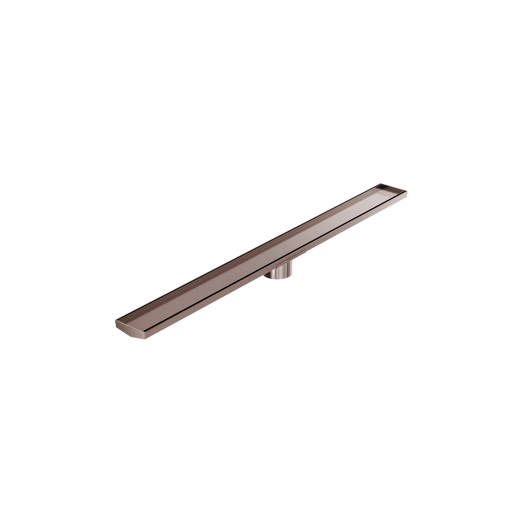 Tile Insert V Channel 1200mm Floor Grate 89mm Outlet With Hole Saw Brushed Bronze gallery detail image