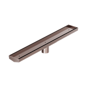 Tile Insert V Channel 600mm Floor Grate 50mm Outlet With Hole Saw Brushed Bronze gallery detail image