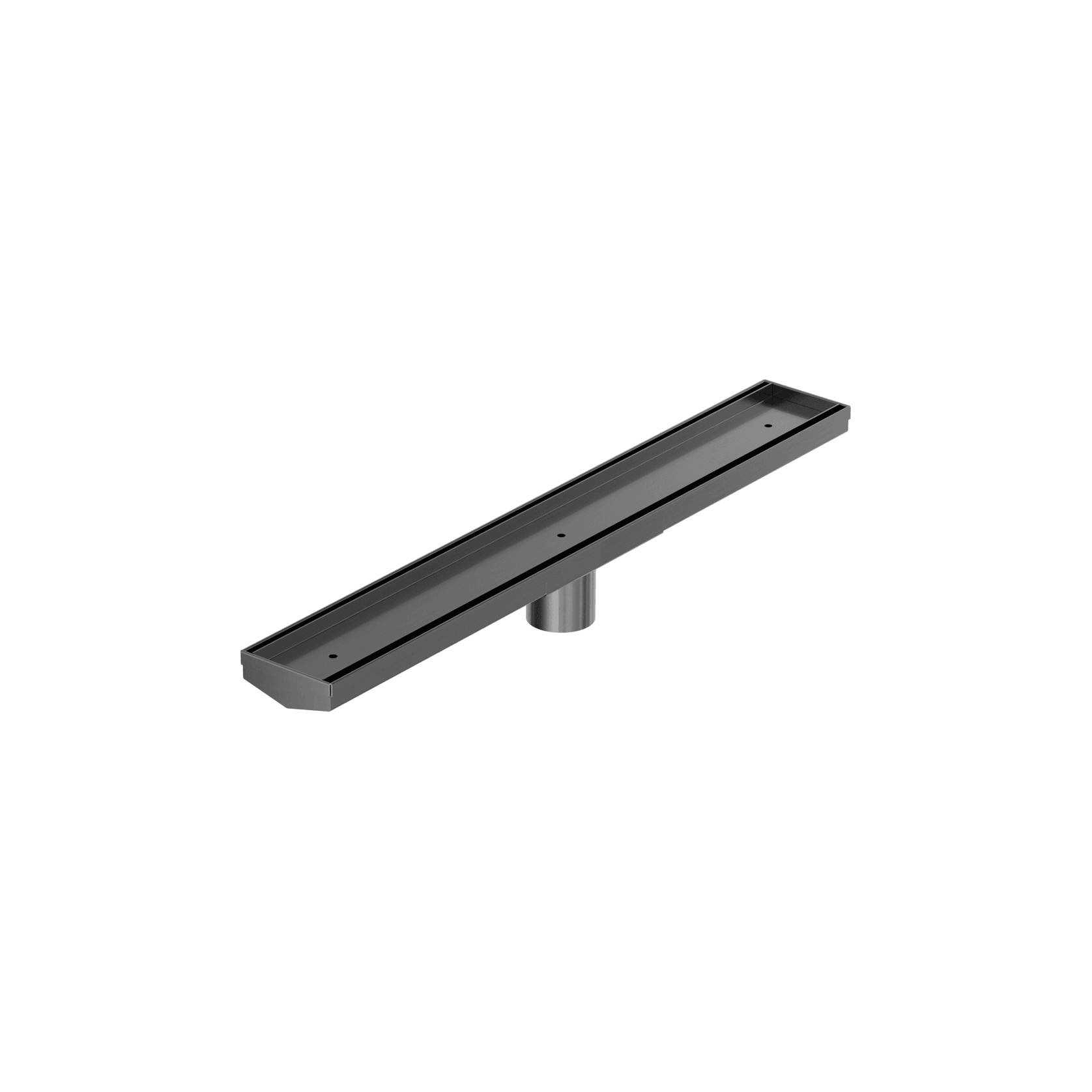 Tile Insert V Channel 600mm Floor Grate 50mm Outlet With Hole Saw Gun Metal gallery detail image