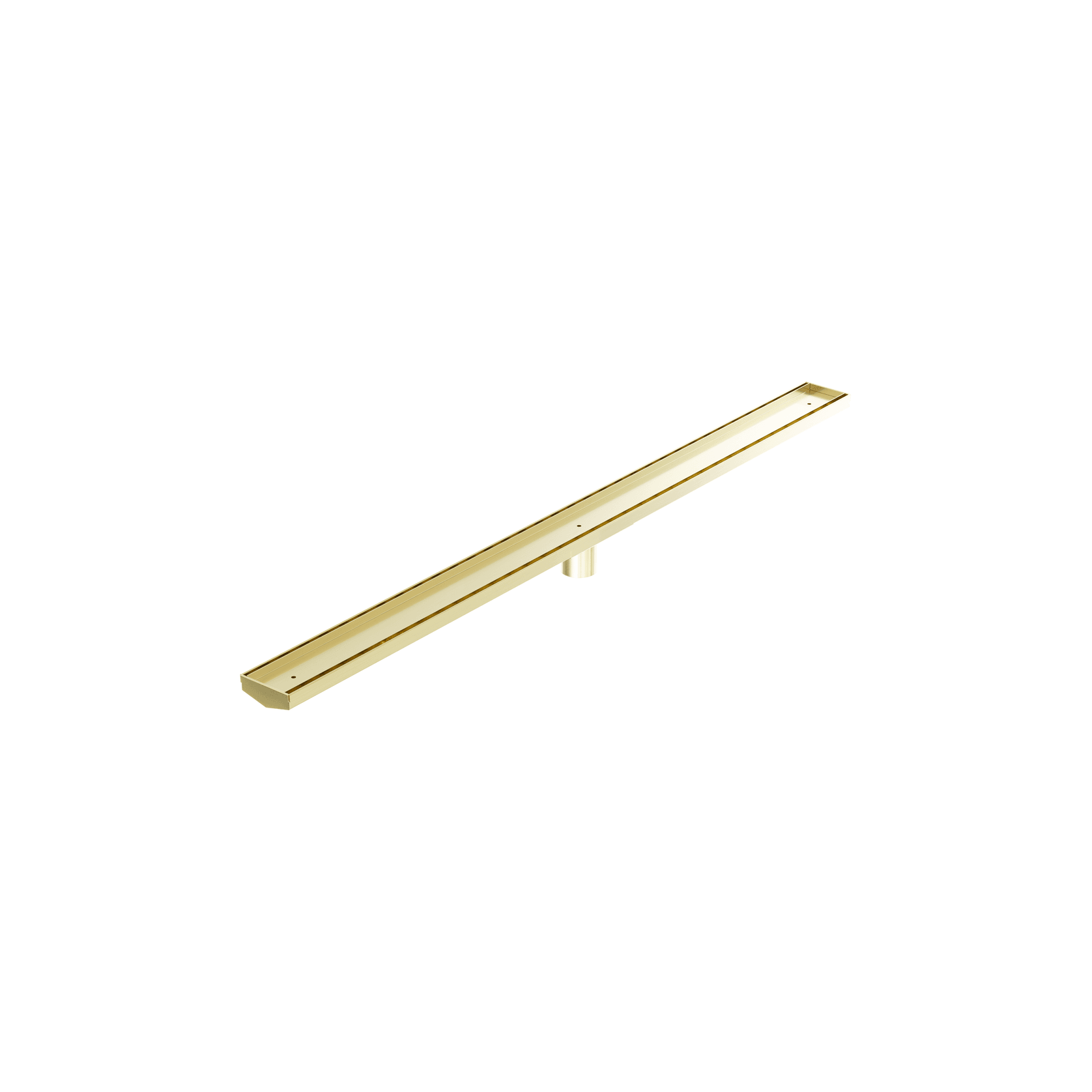 Tile Insert V Channel 1200mm Floor Grate 50mm Outlet With Hole Saw Brushed Gold gallery detail image