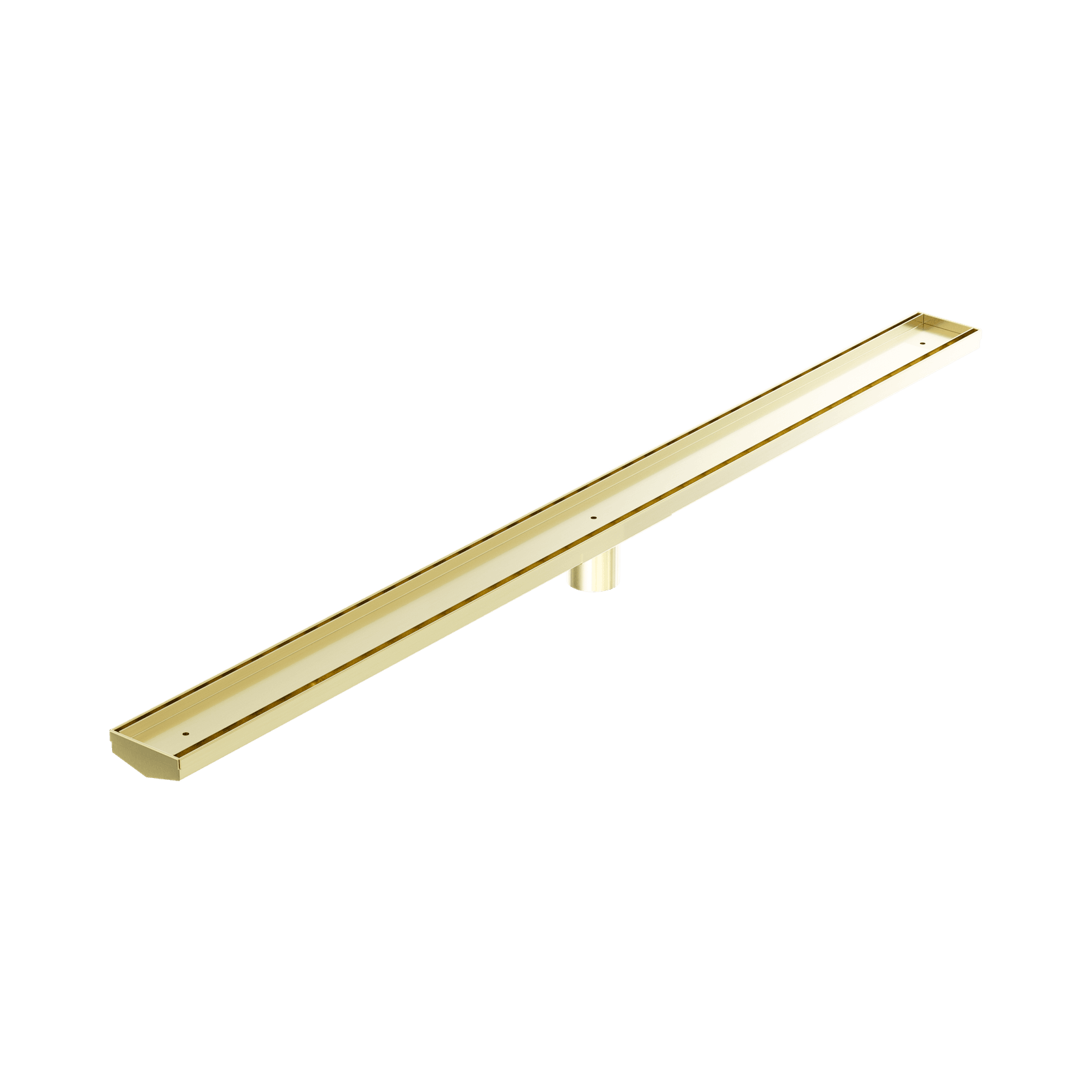 Tile Insert V Channel 1200mm Floor Grate 50mm Outlet With Hole Saw Brushed Gold gallery detail image