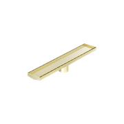 Tile Insert V Channel 600mm Floor Grate 80mm Outlet With Hole Saw Brushed Gold gallery detail image