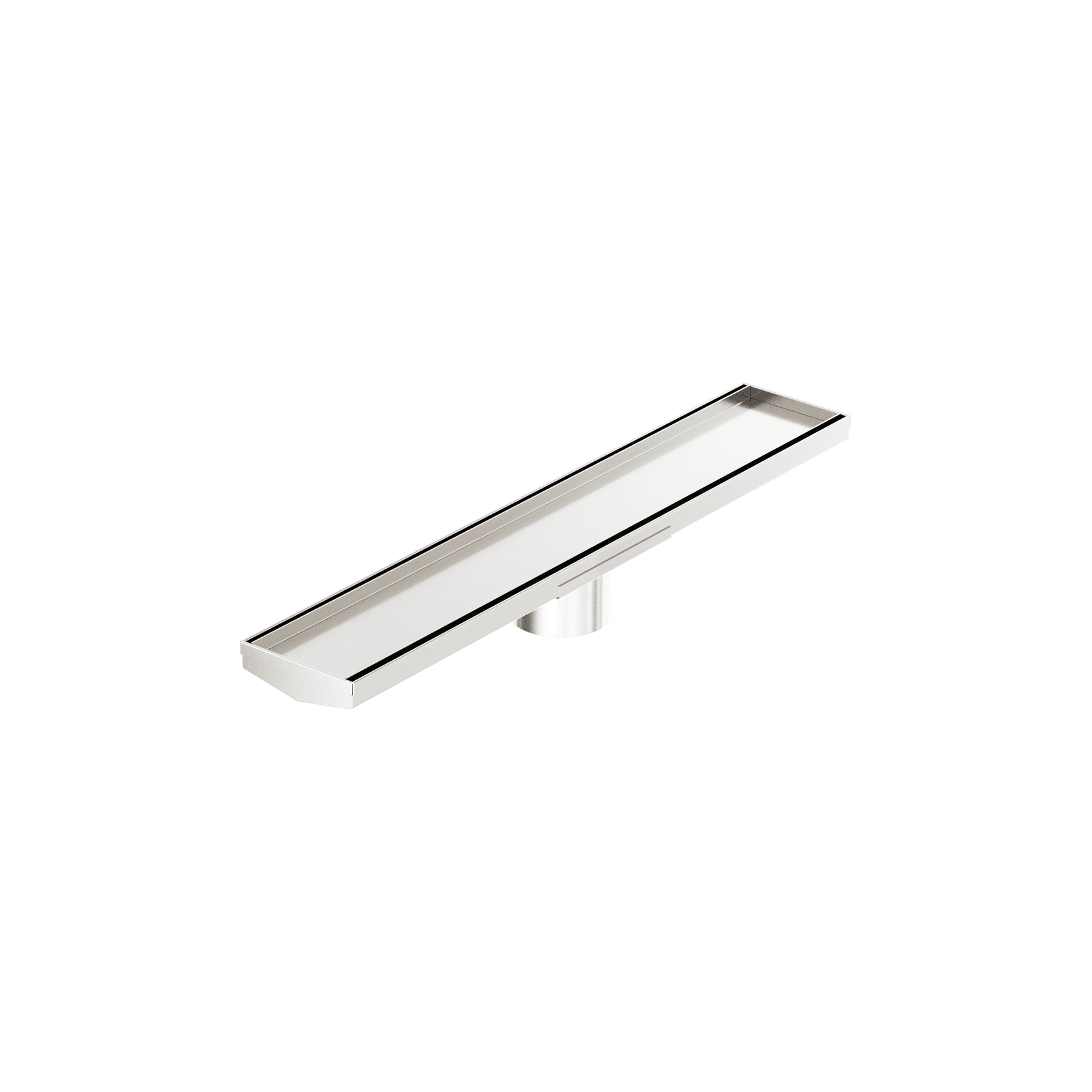 Tile Insert V Channel 600mm Floor Grate 80mm Outlet With Hole Saw Brushed Nickel gallery detail image