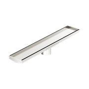 Tile Insert V Channel 600mm Floor Grate 80mm Outlet With Hole Saw Brushed Nickel gallery detail image