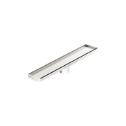 Tile Insert V Channel 600mm Floor Grate 80mm Outlet With Hole Saw Brushed Nickel gallery detail image