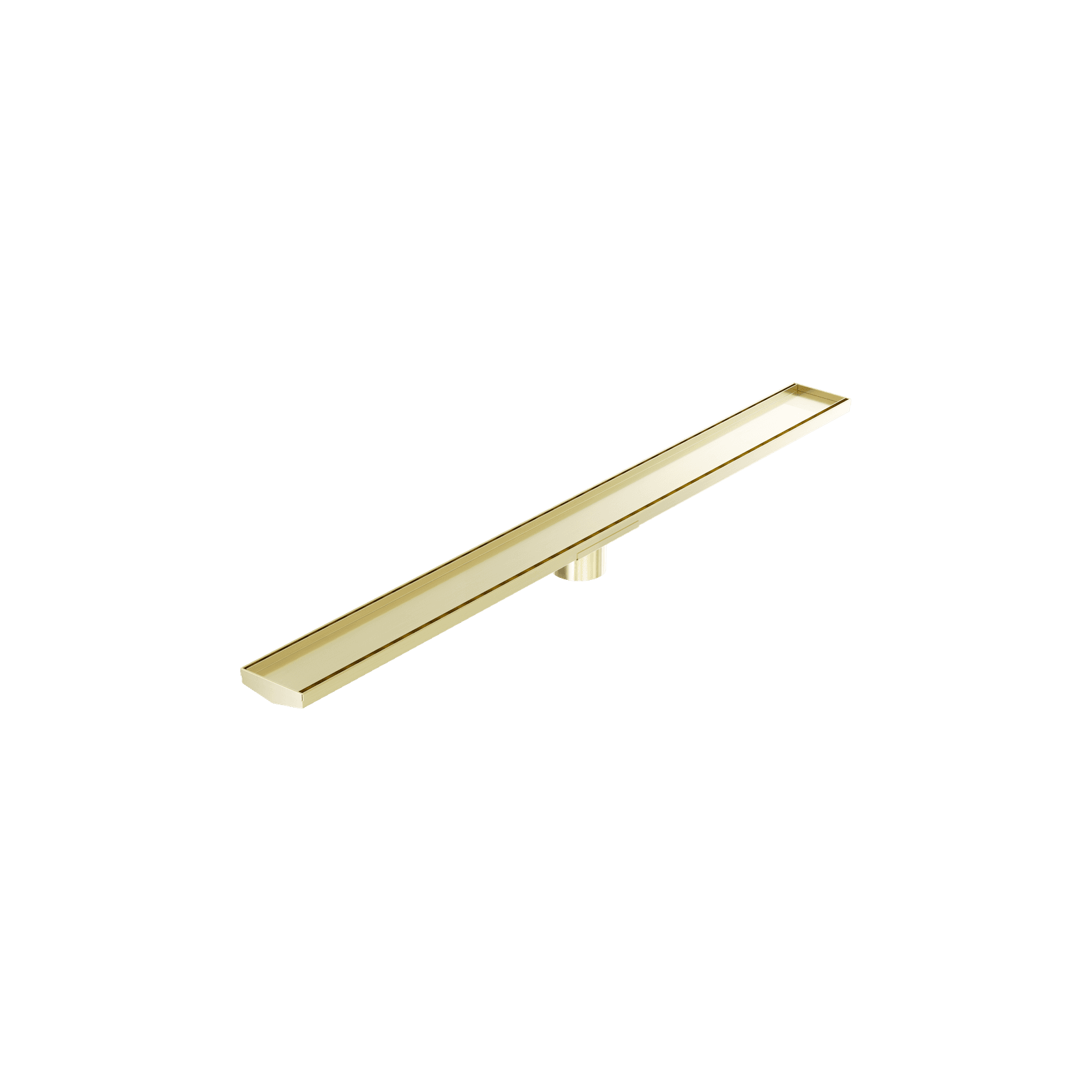 Tile Insert V Channel 1200mm Floor Grate 80mm Outlet With Hole Saw Brushed Gold gallery detail image