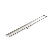 Tile Insert V Channel 1200mm Floor Grate 80mm Outlet With Hole Saw Brushed Nickel gallery detail image