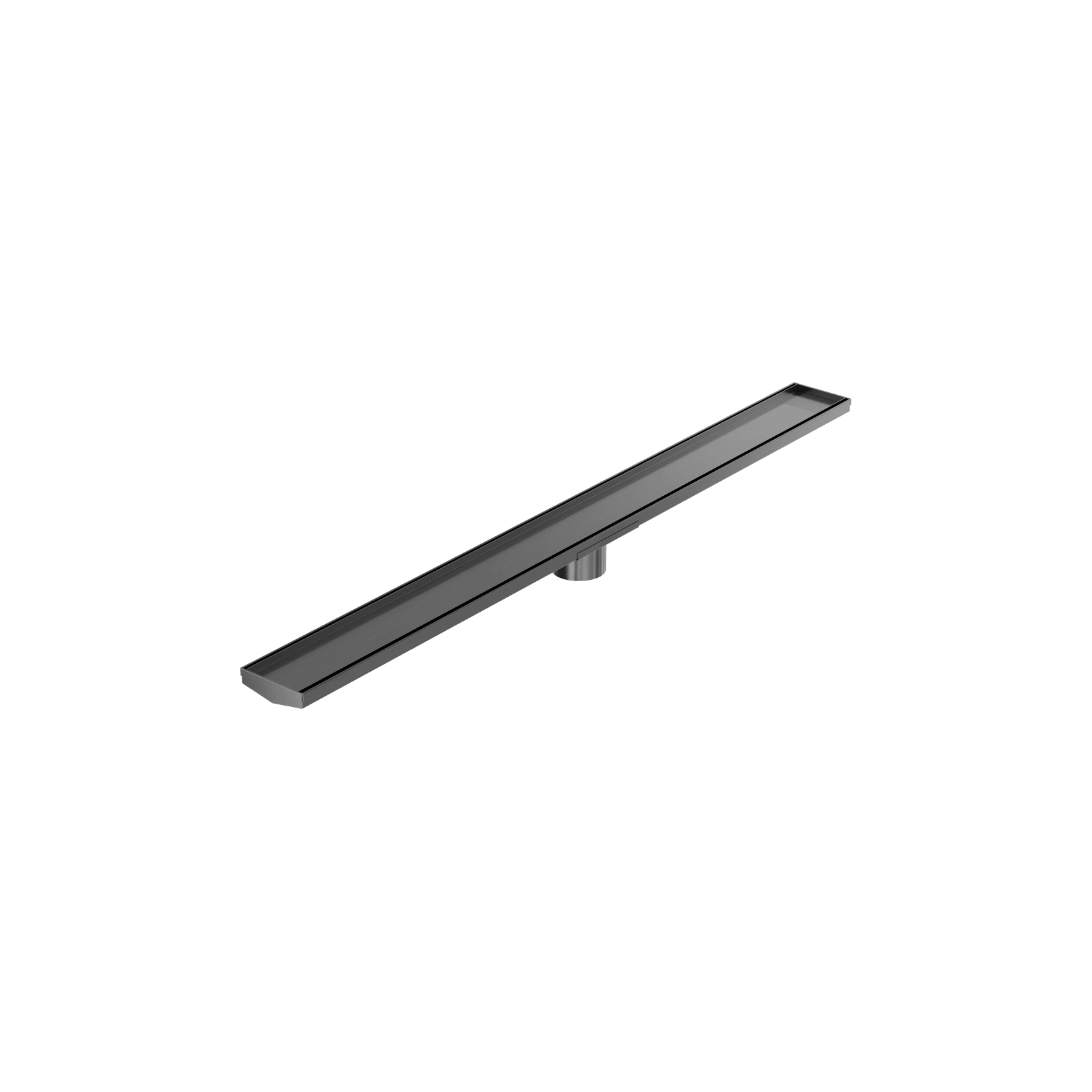 Tile Insert V Channel 1200mm Floor Grate 80mm Outlet With Hole Saw Gun Metal gallery detail image