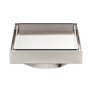 130mm Square Tile Insert Floor Waste 100mm Outlet Brushed Nickel gallery detail image