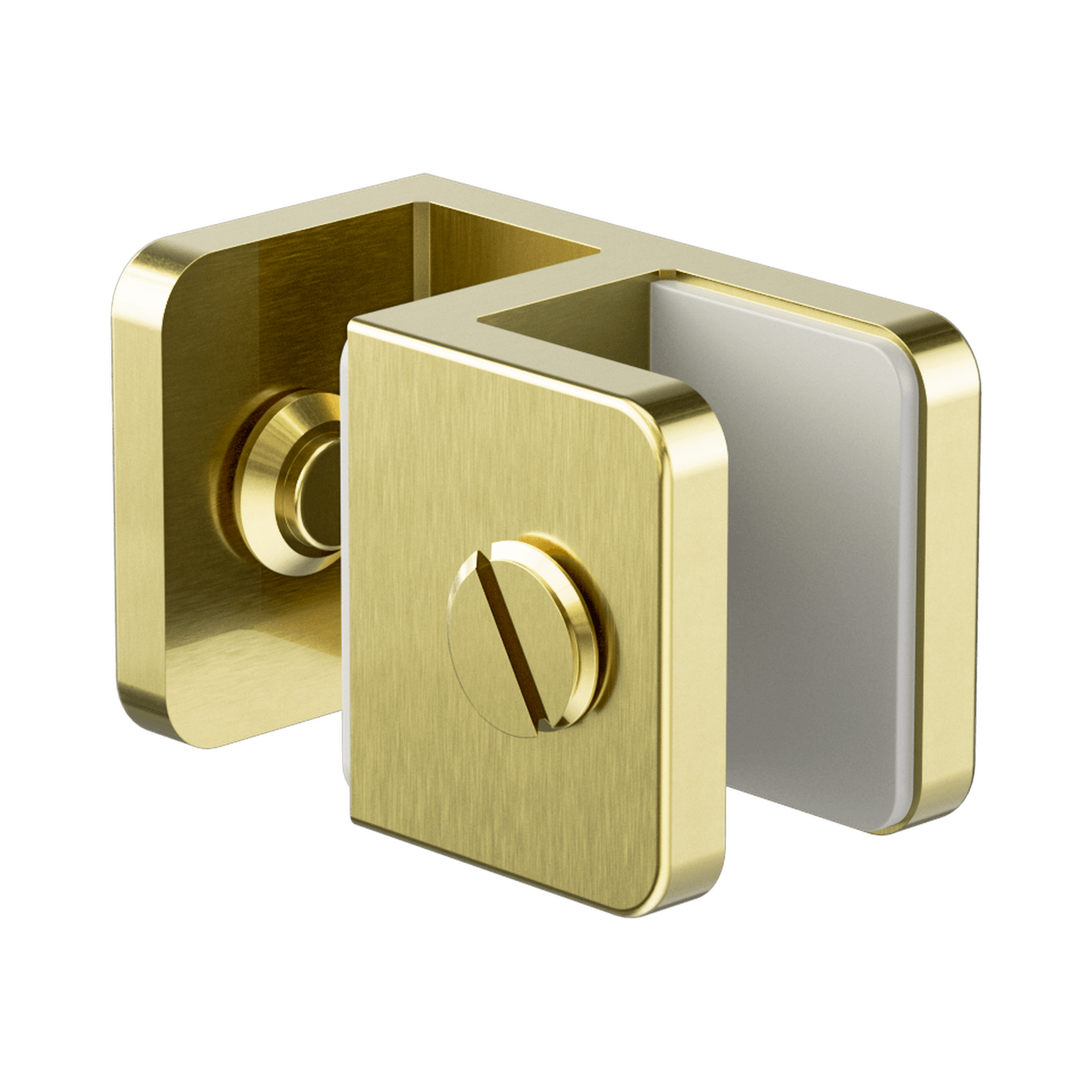 Over-Panel Glass To Glass Fitting 10mm Glass Brushed Gold gallery detail image