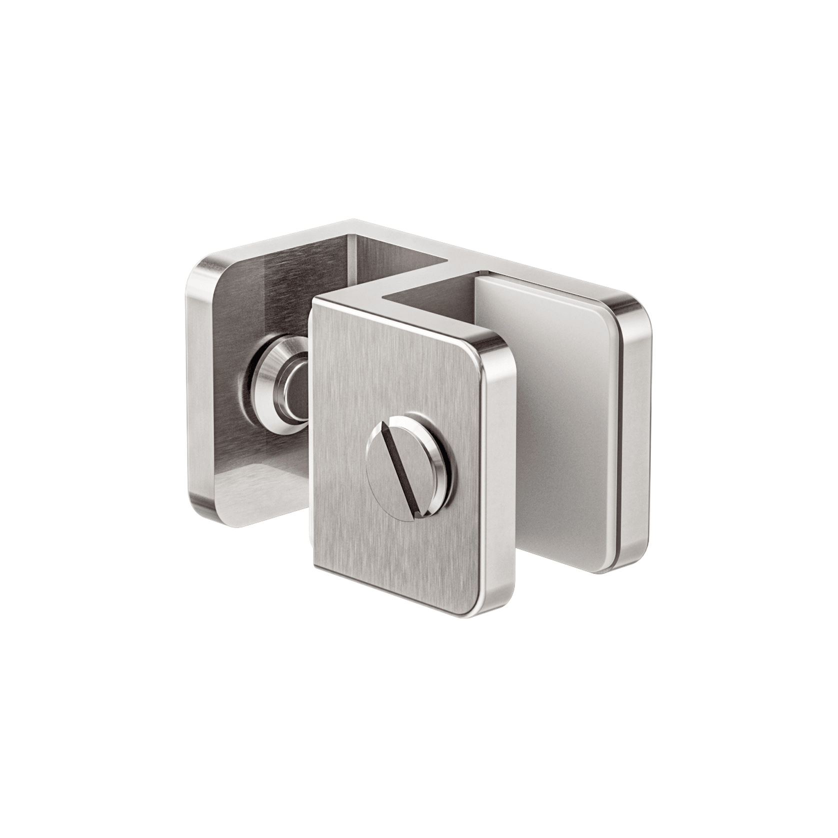 Over-Panel Glass To Glass Fitting 10mm Glass Brushed Nickel gallery detail image