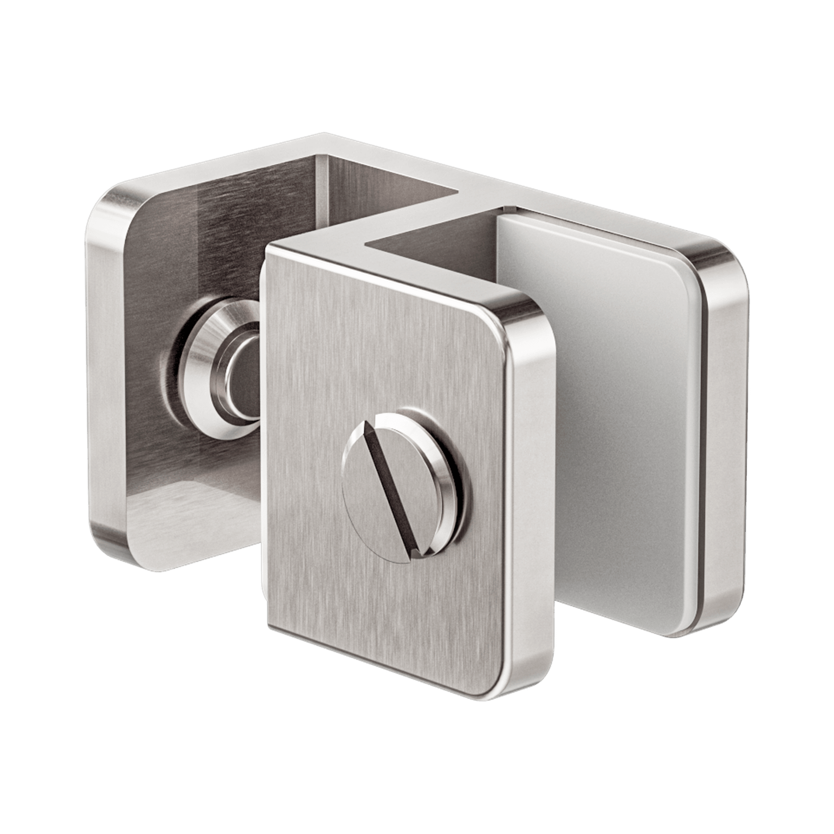 Over-Panel Glass To Glass Fitting 10mm Glass Brushed Nickel gallery detail image
