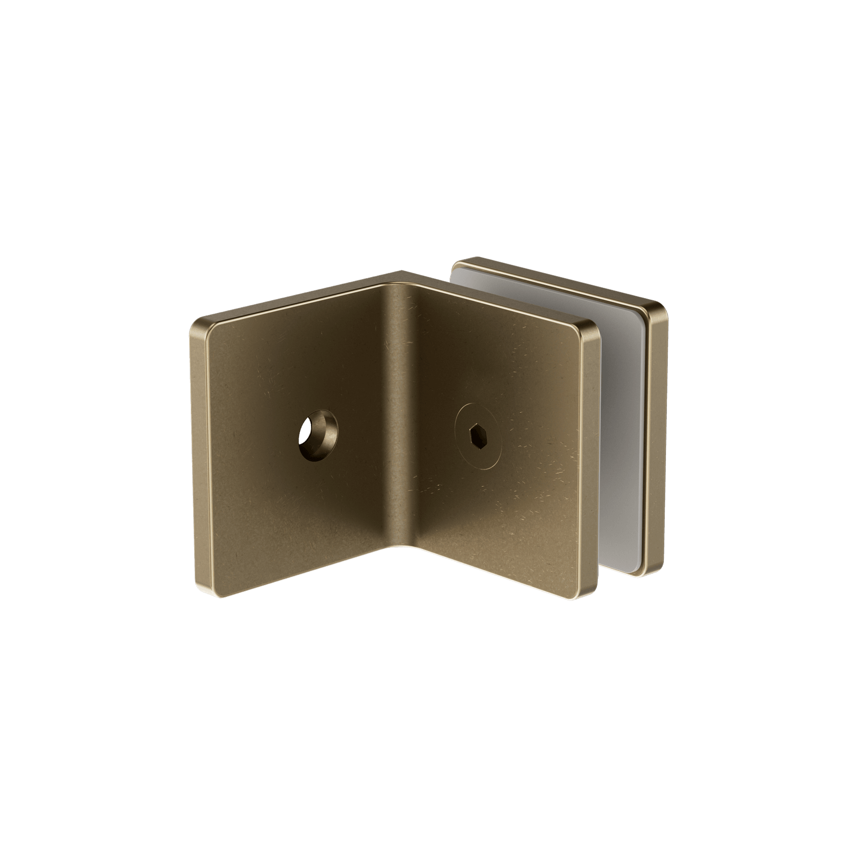 90 Degree Glass To Wall Bracket 10mm Glass Tumbled Antique Brass gallery detail image