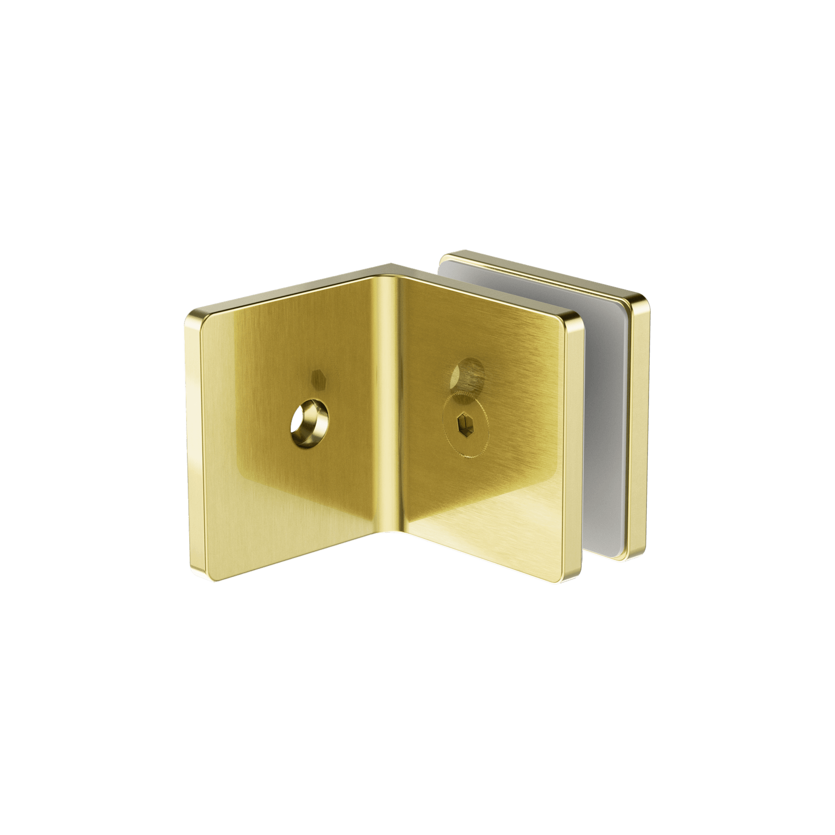 90 Degree Glass To Wall Bracket 10mm Glass Brushed Gold gallery detail image