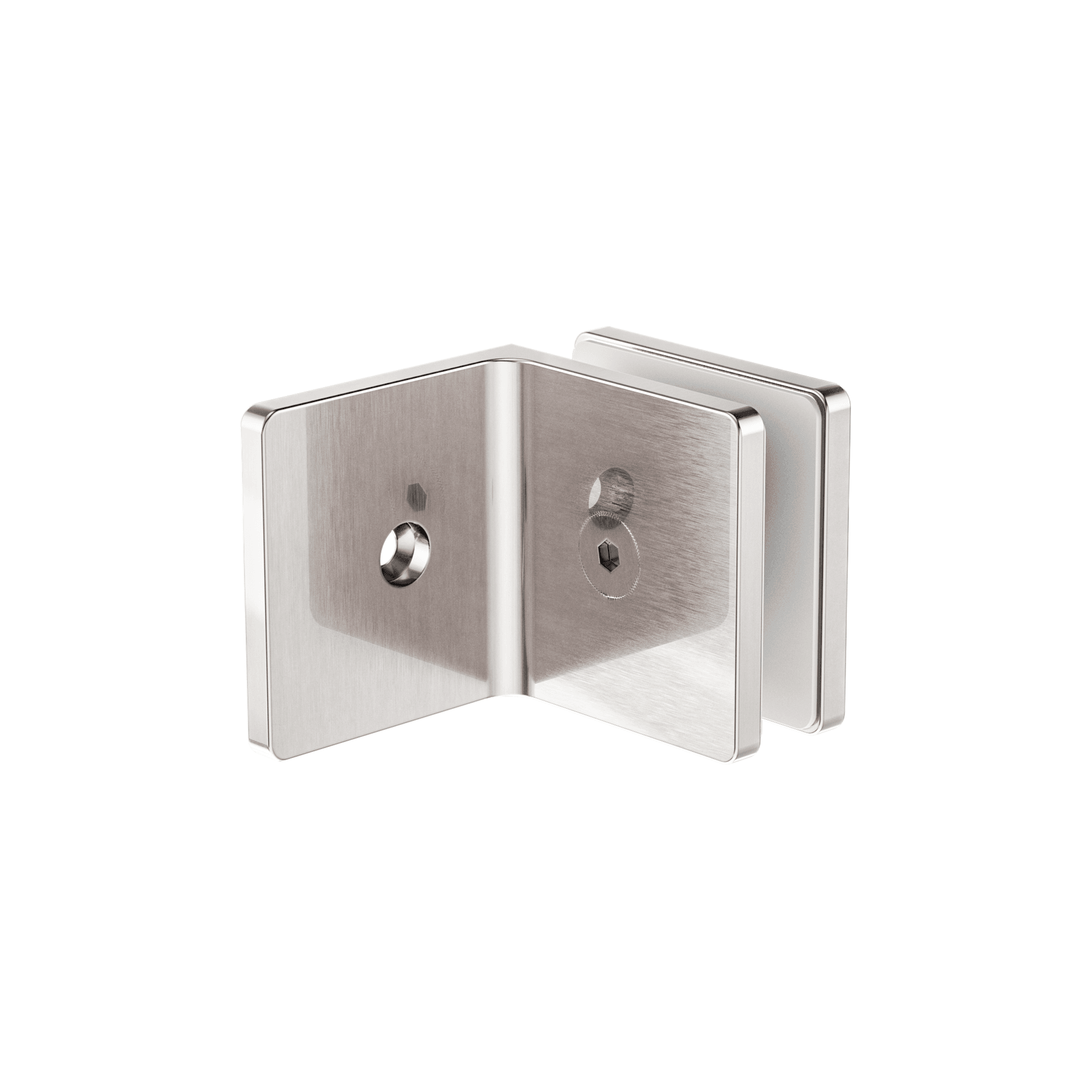 90 Degree Glass To Wall Bracket 10mm Glass Brushed Nickel gallery detail image