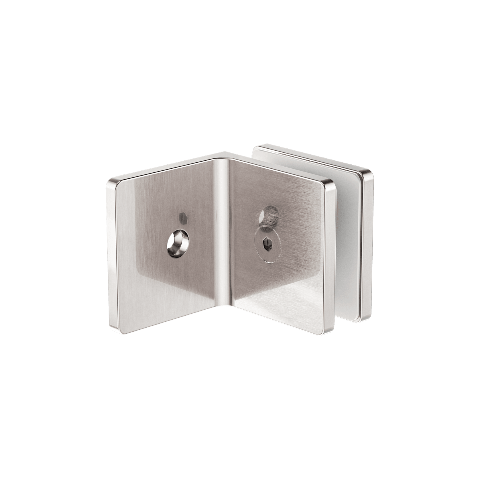 90 Degree Glass To Wall Bracket 10mm Glass Brushed Nickel gallery detail image