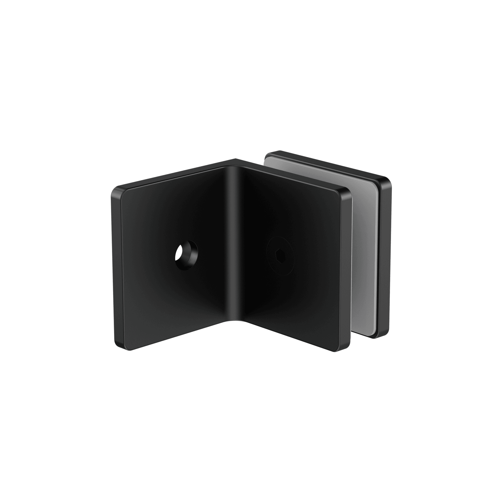 90 Degree Glass To Wall Bracket 10mm Glass Matte Black gallery detail image