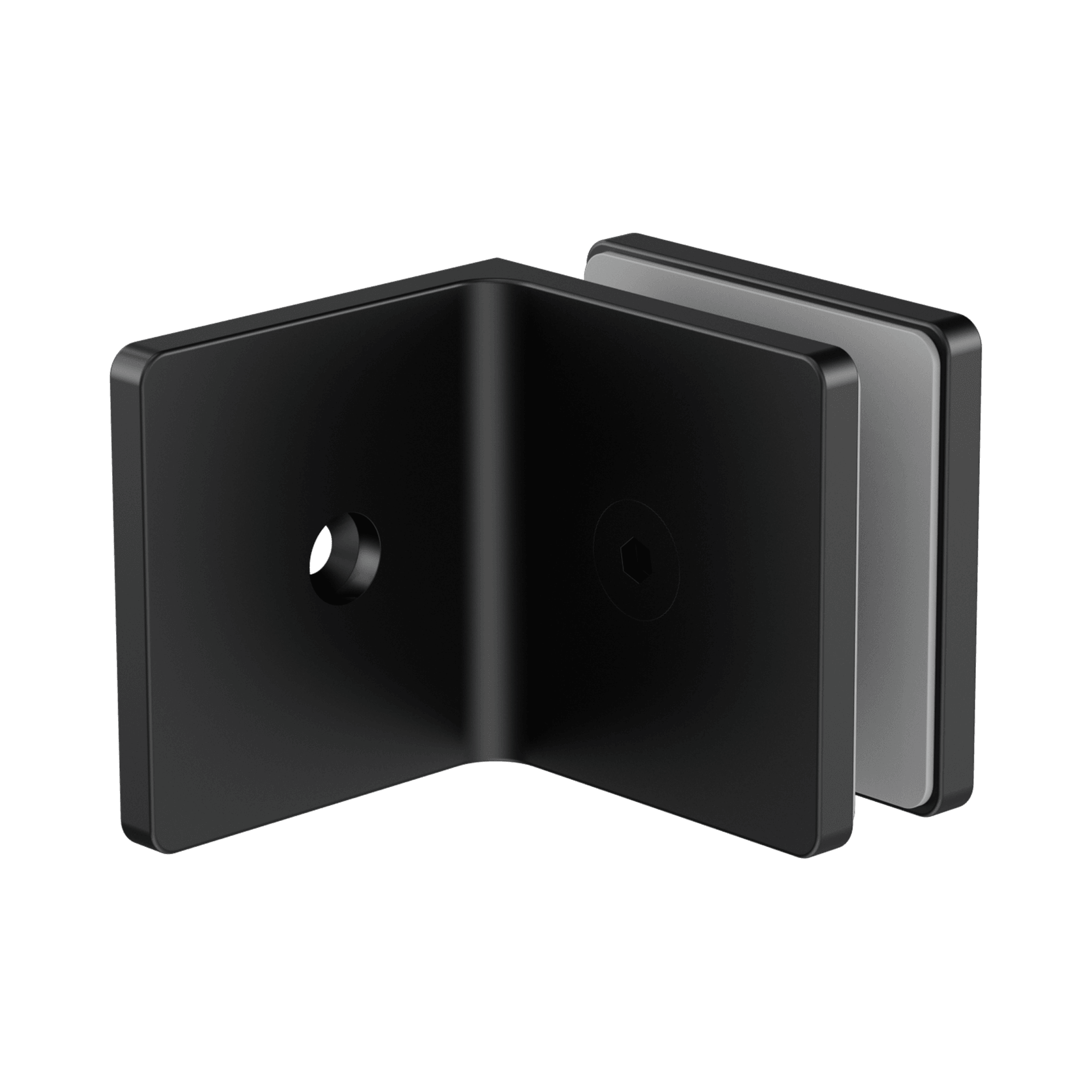 90 Degree Glass To Wall Bracket 10mm Glass Matte Black gallery detail image