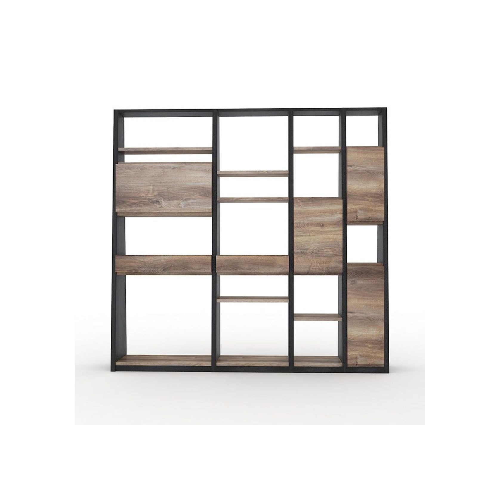 BARON Display Unit 230cm - Warm Oak & Black gallery detail image