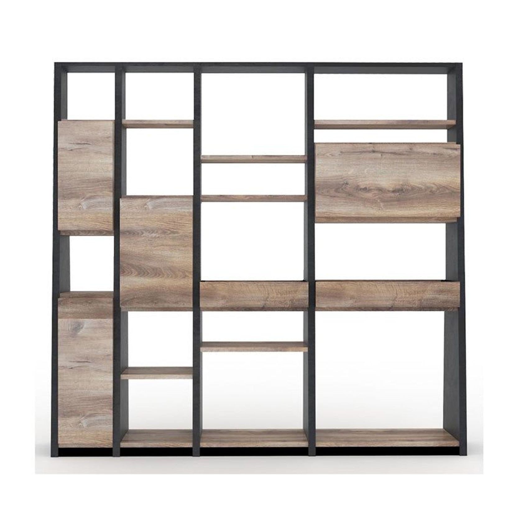 BARON Display Unit 230cm - Warm Oak & Black gallery detail image