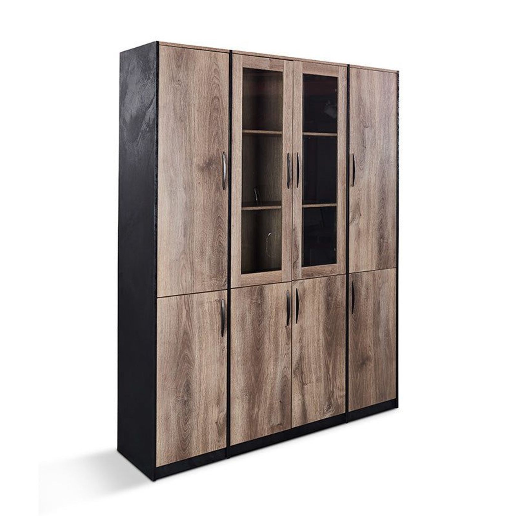 REGGIE Display Unit 160cm - Warm Oak & Black gallery detail image