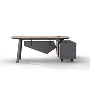 ARTO Executive Office Desk with Reversible Return 1.8M - 2.0M - Warm Oak & Black gallery detail image