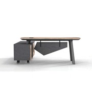 ARTO Executive Office Desk with Reversible Return 1.8M - 2.0M - Warm Oak & Black gallery detail image