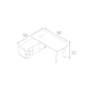 ARTO Executive Office Desk with Reversible Return 1.8M - 2.0M - Warm Oak & Black gallery detail image