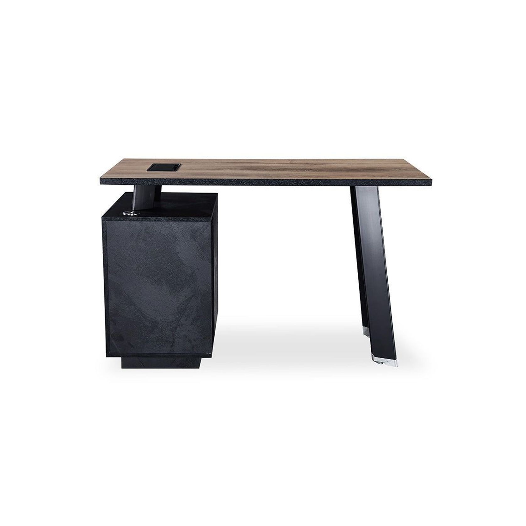 ARTO Single Workstation Desk with Right Cabinet 1.2M - Warm Oak & Black gallery detail image