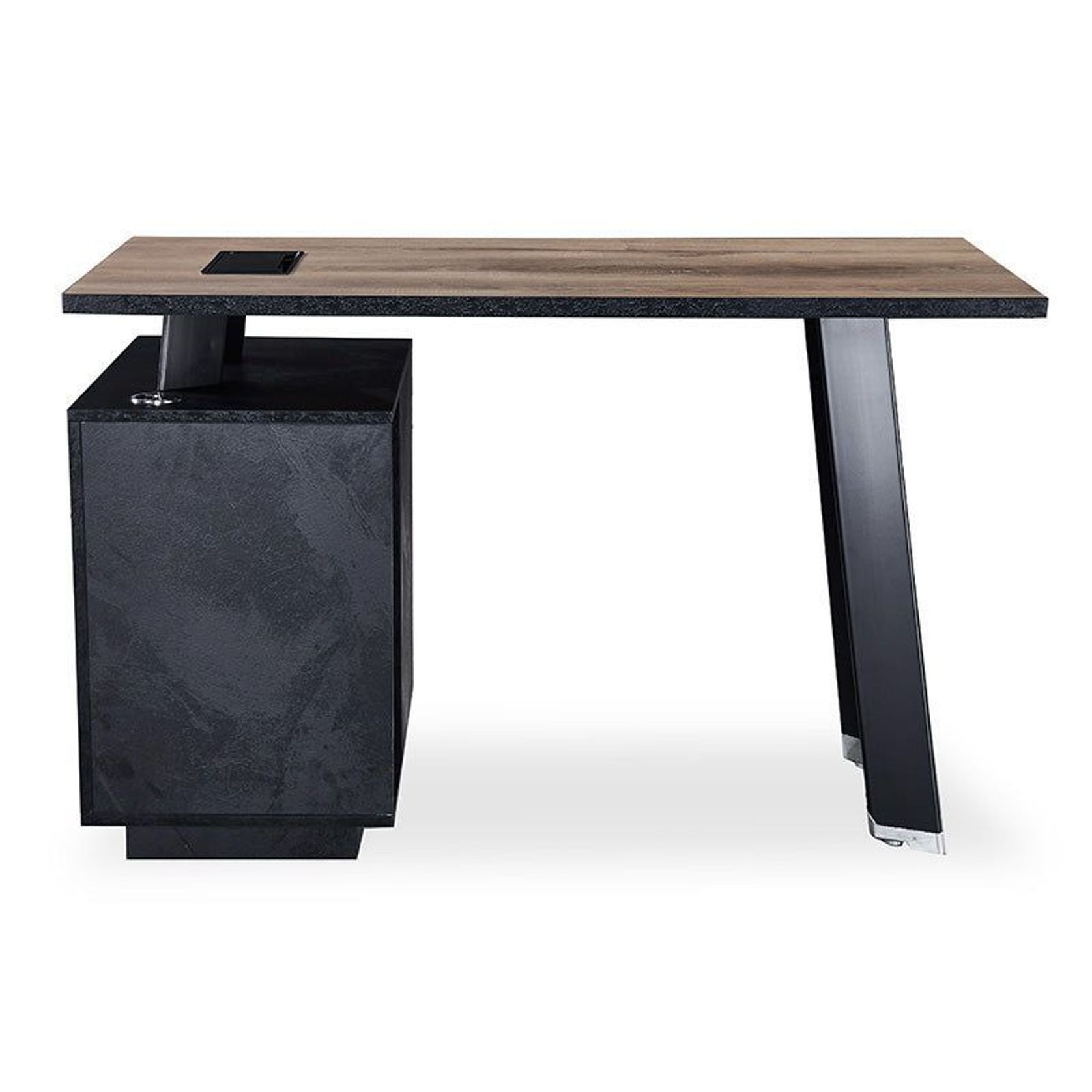 ARTO Single Workstation Desk with Right Cabinet 1.2M - Warm Oak & Black gallery detail image