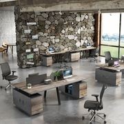 ARTO 4 people Back to Back Workstation 4 Cabinets 2.4M - Warm Oak & Black gallery detail image