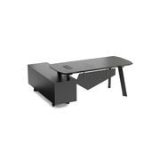 ARTO Black Executive Office Desk with Reversible Return 180-200cm - Black Concrete gallery detail image