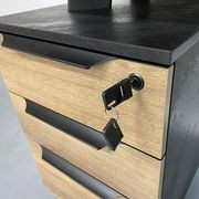 ARTO Single Workstation Desk with Right Cabinet 1.2M - Warm Oak & Black gallery detail image