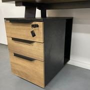 ARTO Single Workstation Desk with Left Cabinet 1.2M - Warm Oak & Black gallery detail image