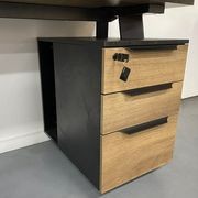 ARTO Single Workstation Desk with Right Cabinet 1.2M - Warm Oak & Black gallery detail image