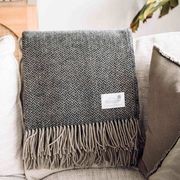 Ruanui Station Lambswool Throw - Collier's Coal Chevron gallery detail image