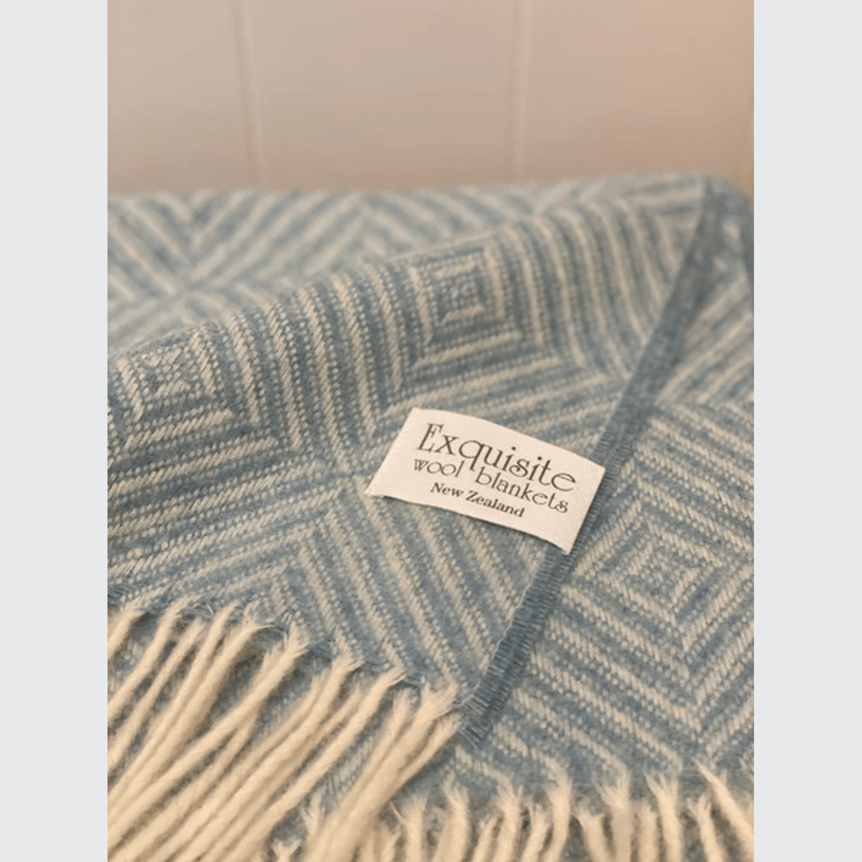 Merino Baby Blanket Powder Blue Diamond 100 Pure NZ Lambswool