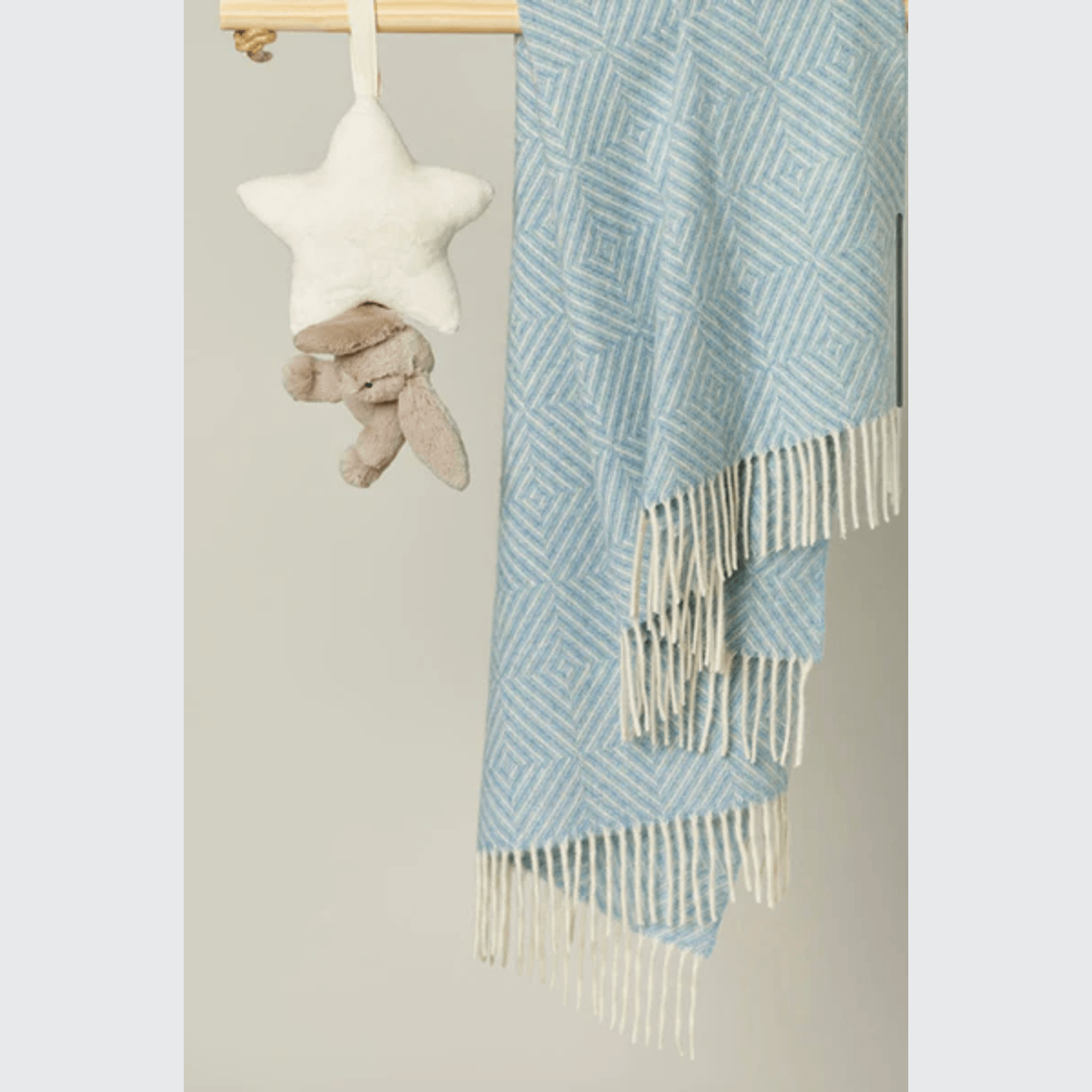 Merino Baby Blanket Powder Blue Diamond 100 Pure NZ Lambswool