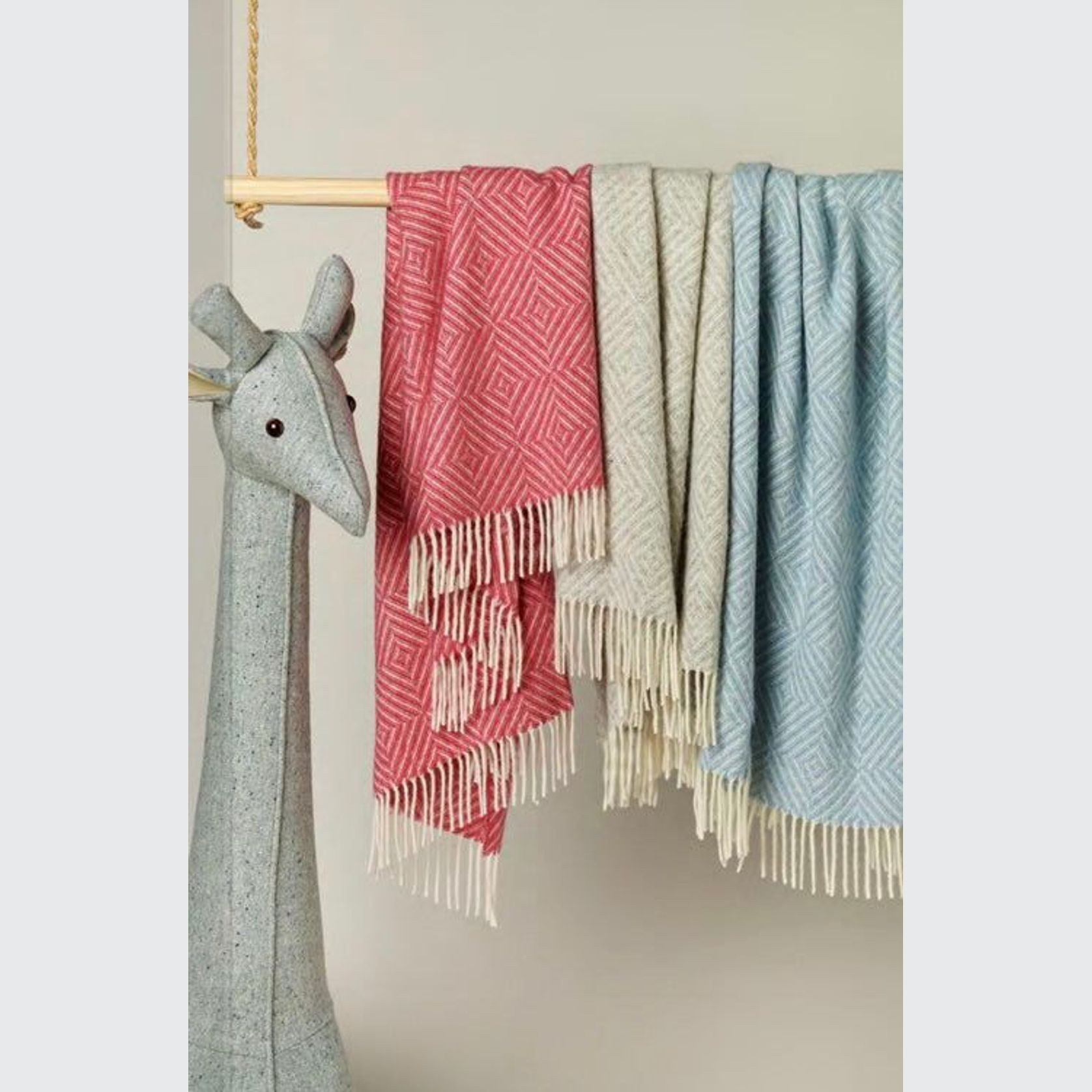 Merino Baby Blanket Powder Blue Diamond 100 Pure NZ Lambswool