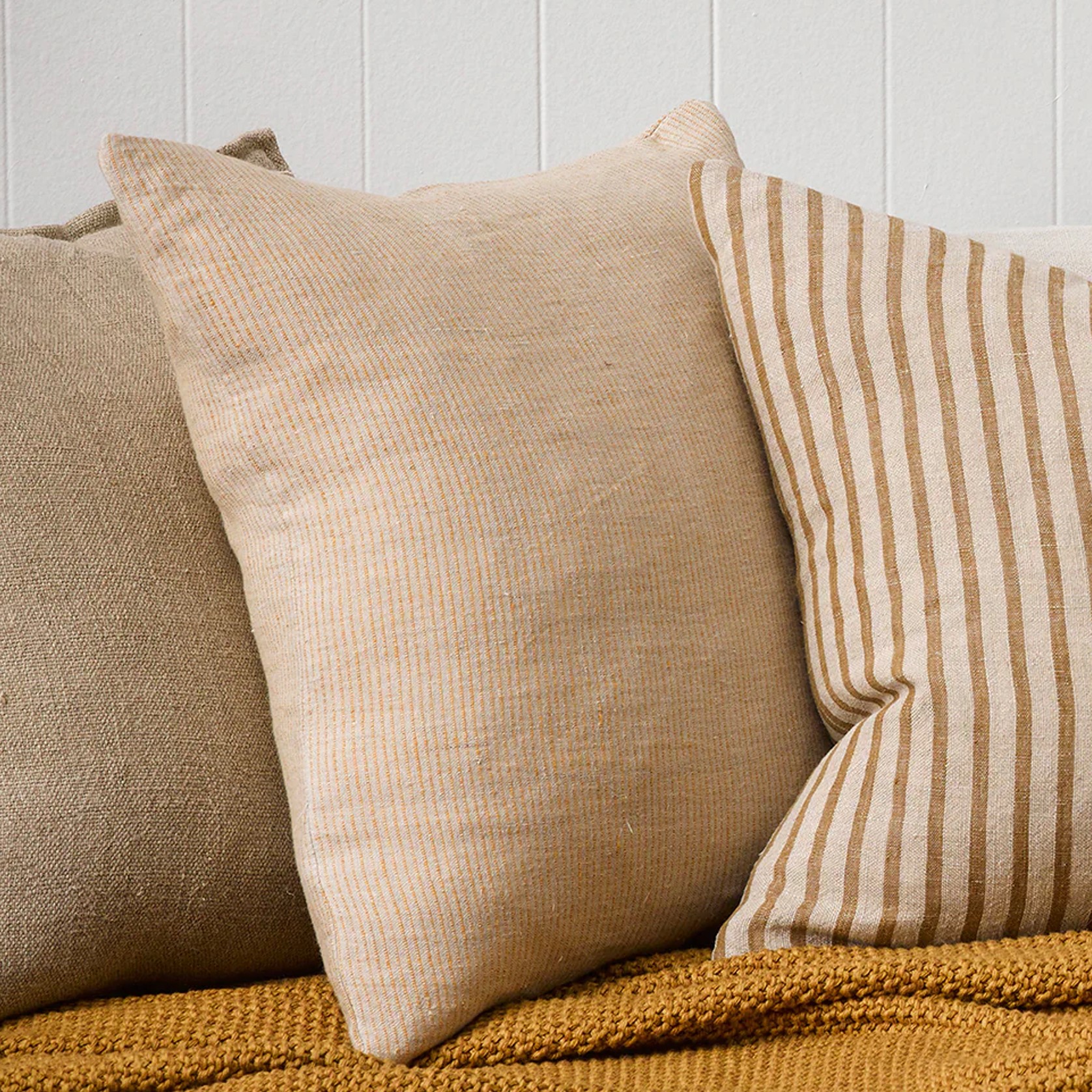Baya Sandridge Cushion - Linen/Ochre | 100% Linen gallery detail image