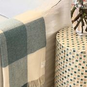 NZ Wool Throw - Checkboard, Aqua Blue | 100% Merino Wool gallery detail image