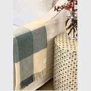 NZ Wool Throw - Checkboard, Aqua Blue | 100% Merino Wool gallery detail image