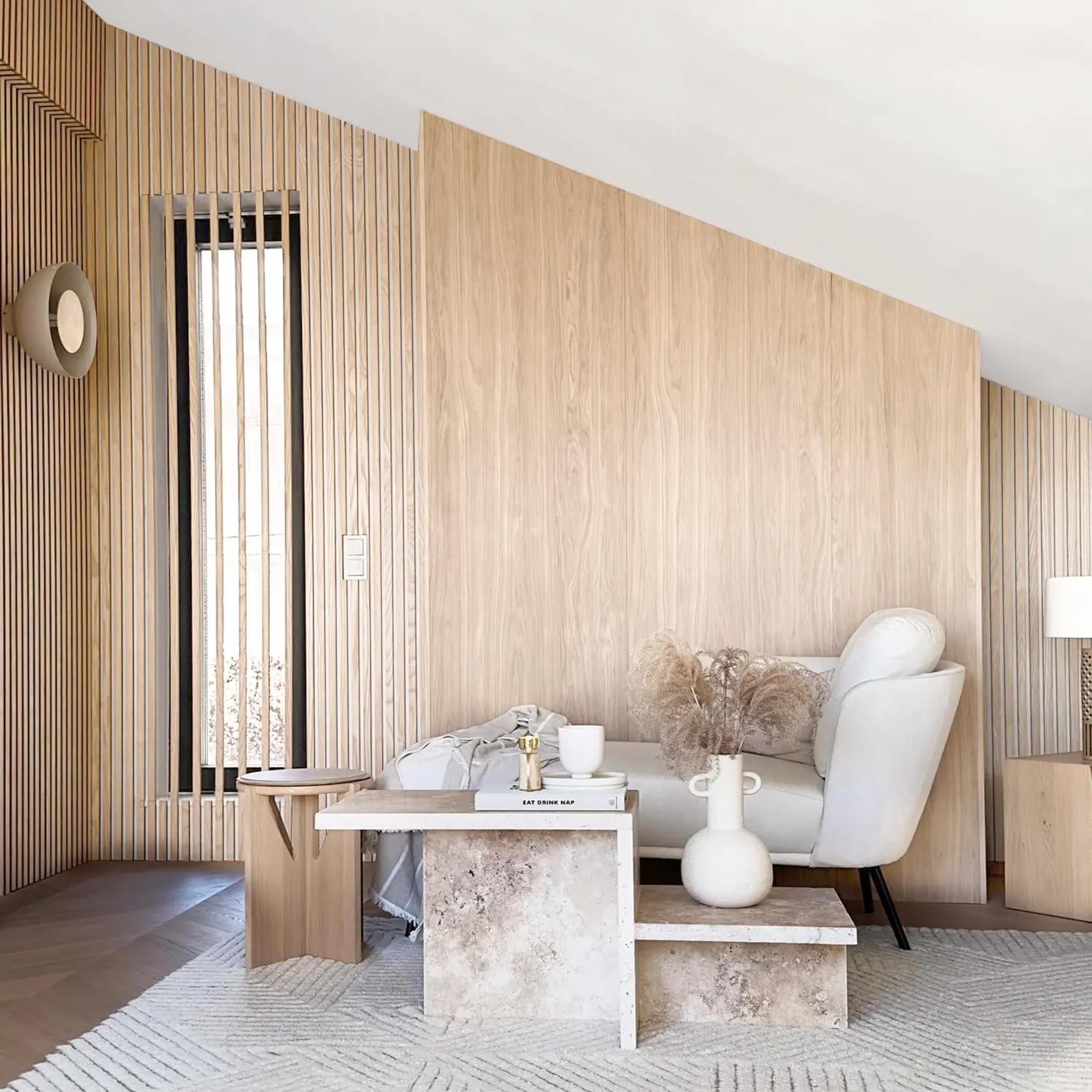 Natural Oak | Acoustic Panel (White Felt) gallery detail image