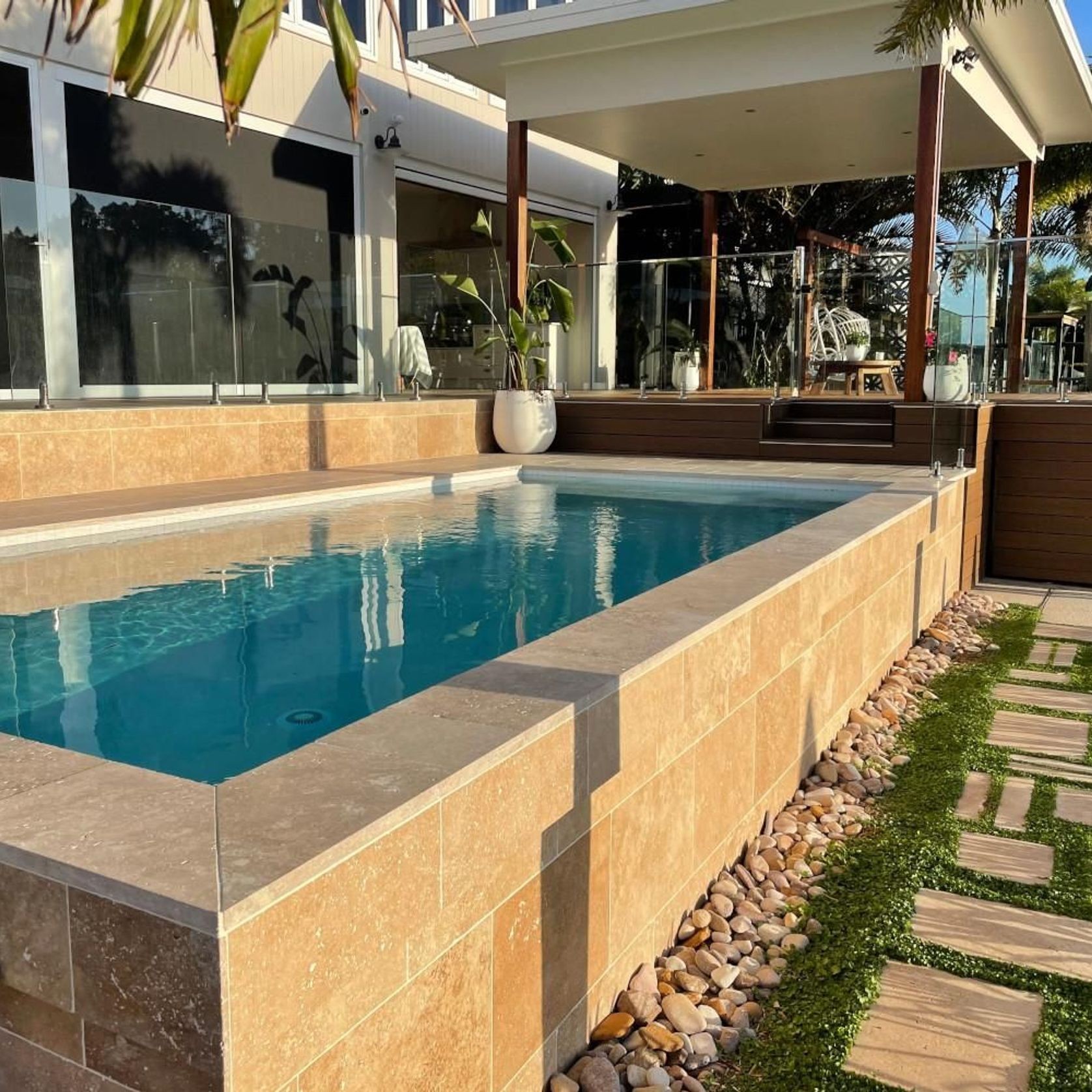 30mm Noce Travertine Pavers - Tumbled & Unfilled gallery detail image