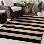 Nyoma Black & Cream Striped Outdoor Rug gallery detail image