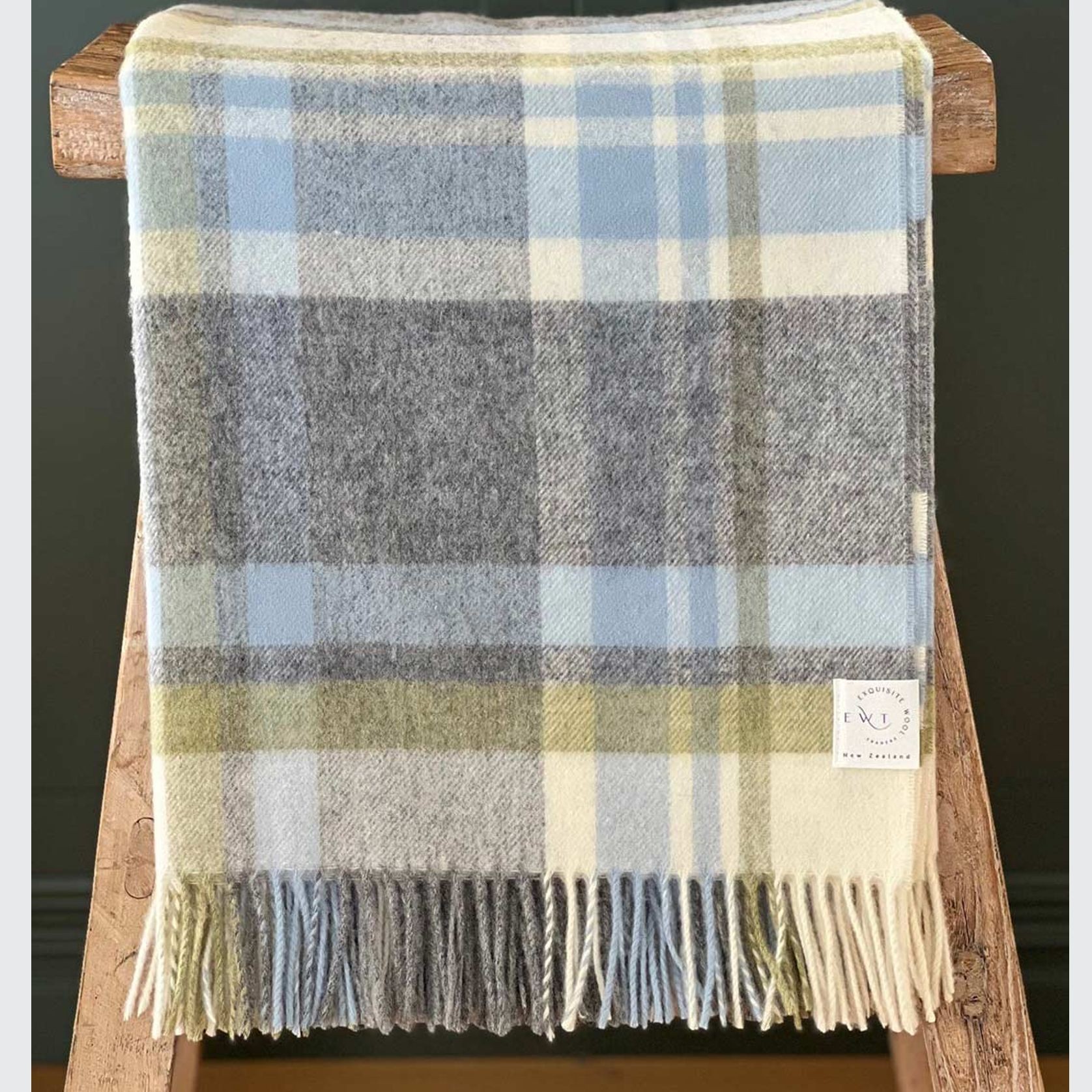 NZ Wool Throw - Portree Duck Egg | 100% Merino Wool gallery detail image