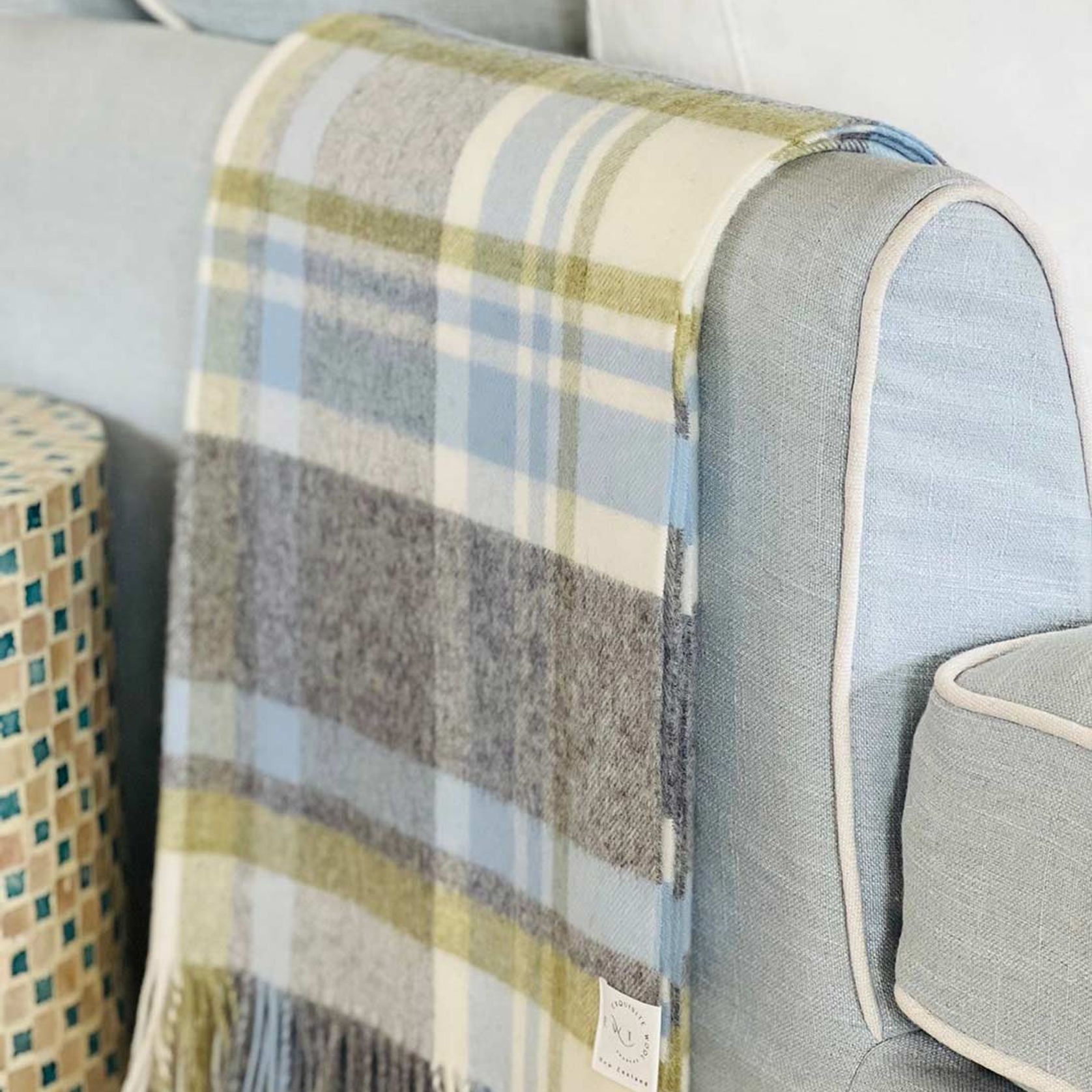 NZ Wool Throw - Portree Duck Egg | 100% Merino Wool gallery detail image