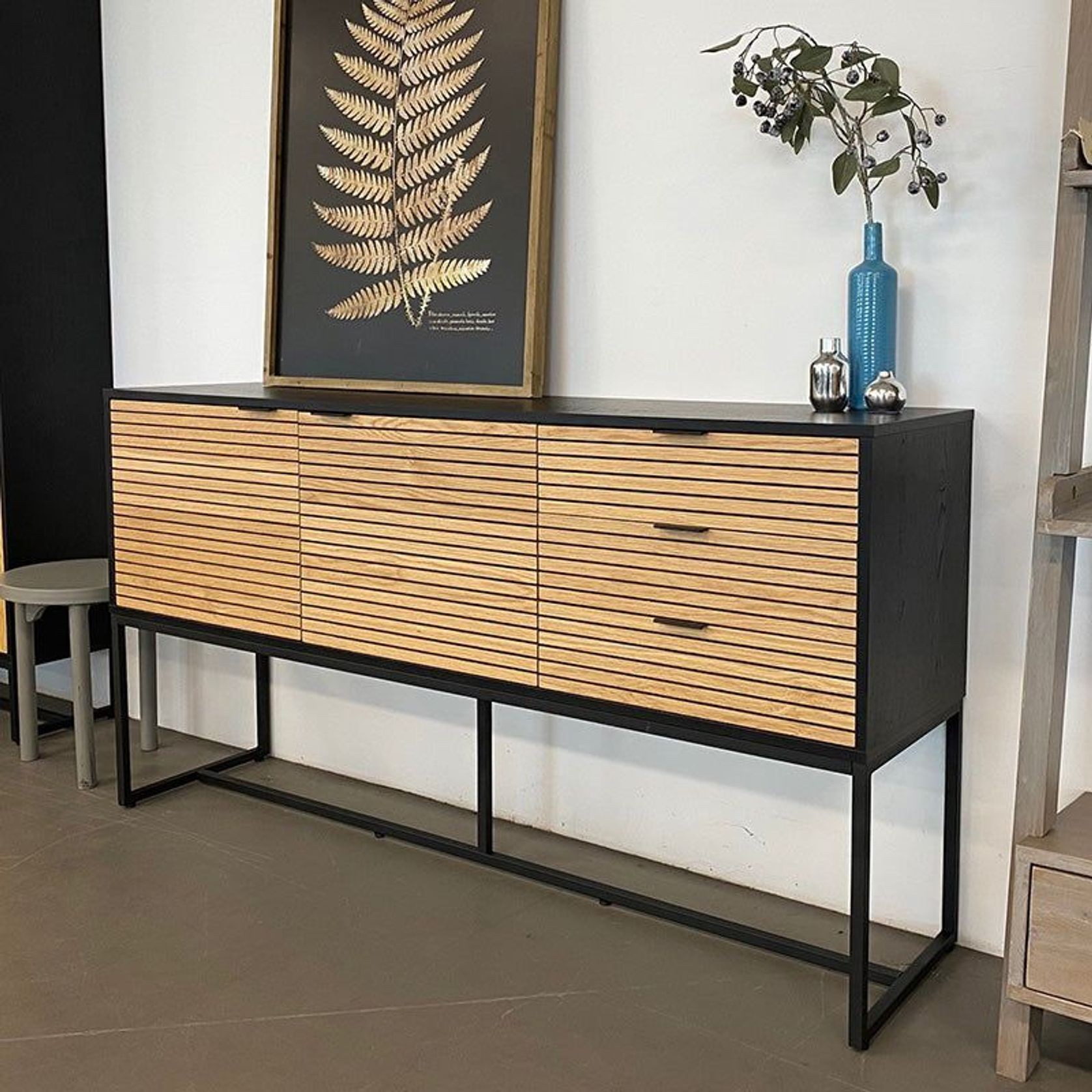 ODENCE Sideboard 160cm - Natural & Black gallery detail image
